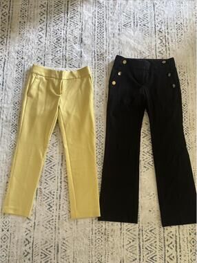 Marisa Women's Dress Trousers Size 00P in Yellow and Black - Set of 2
